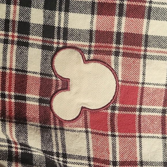 Disney Mickey Mouse Plaid Flannel Pajamas Top, Size XS - Picture 3 of 5